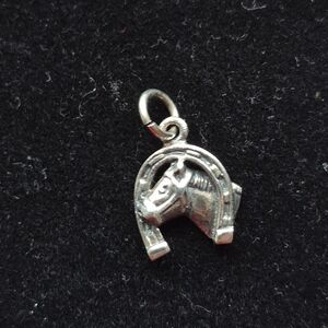.925 Sterling Silver Horse and Horseshoe Pendant  Brand new
